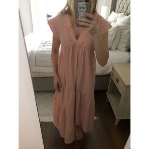 Zara Pink and Gold Asymmetric Midi Dress